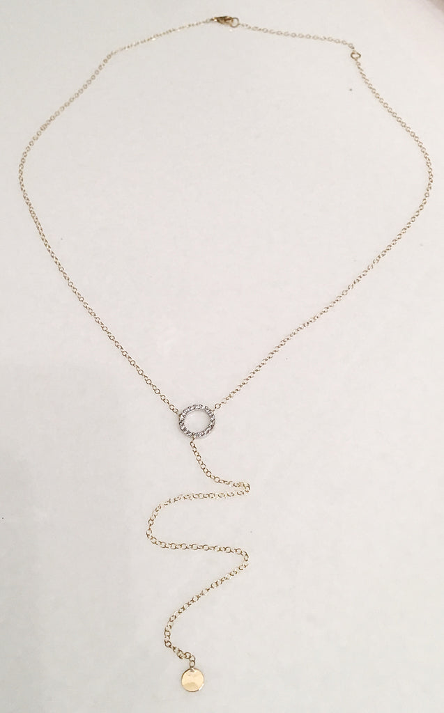 Diamond  Circle Lariat Necklace