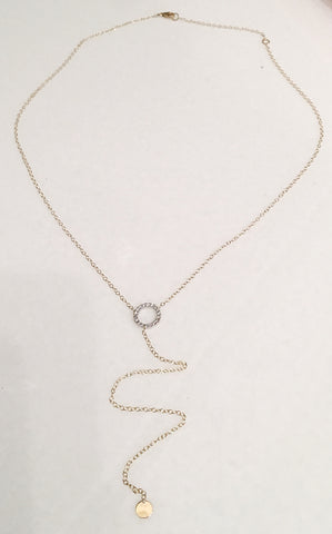 Diamond  Circle Lariat Necklace