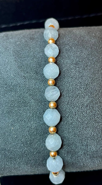 Aquamarine and 14k Gold Bead Bracelet