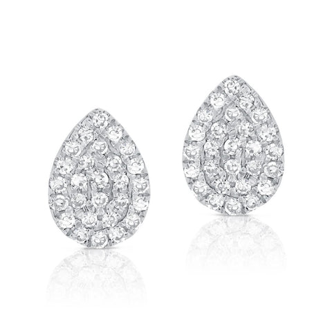 Pear Shape Pave Diamond Stud Earrings