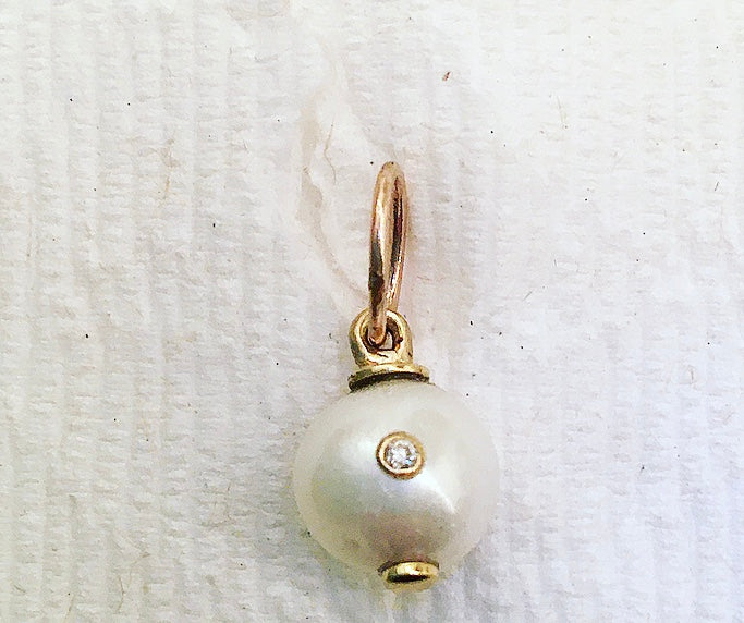 White Pearl and Diamond Pendant