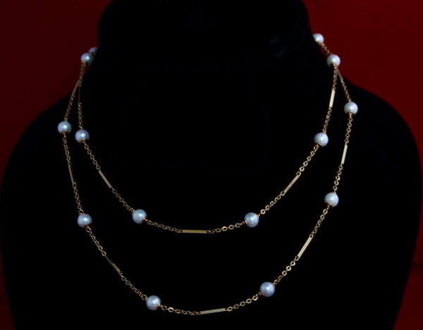 Yellow Gold and Pearl Necklace