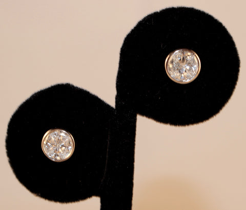 Bezel Set Diamond Stud Earrings