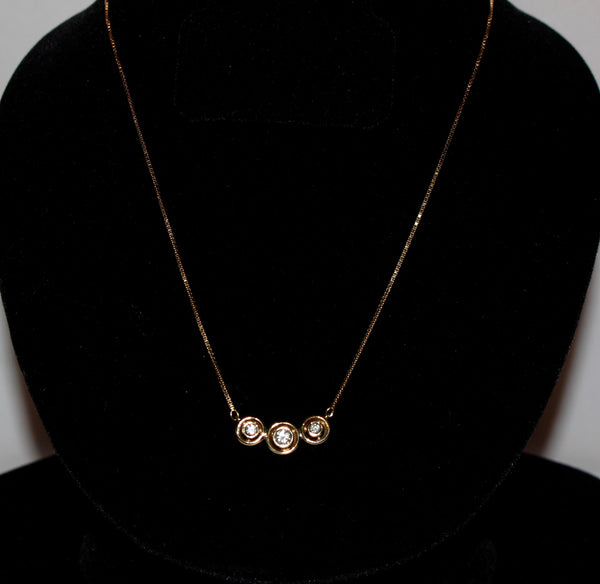 Three Stone Diamond Necklace